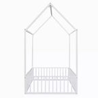 Full/Twin Size Platform Bed, House-Shaped Metal Bed Frame with Fence and Door -ModernLuxe