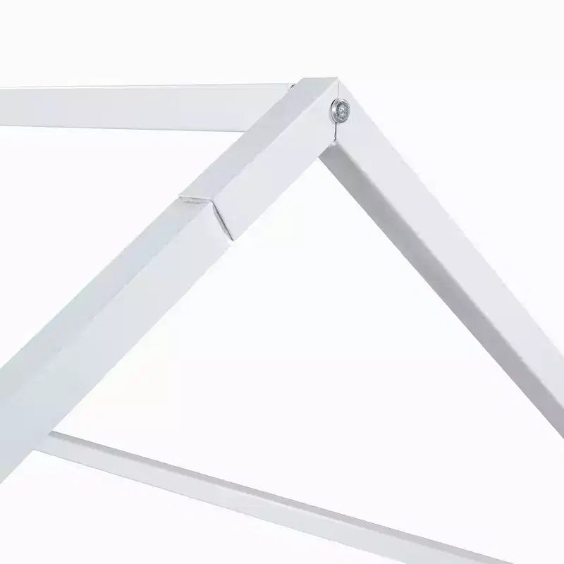Full/Twin Size Platform Bed, House-Shaped Metal Bed Frame with Fence and Door -ModernLuxe