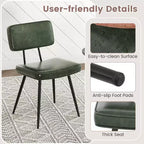 Costway Dining Chairs Set of 2 with PU Leather Cover Filled Sponge Waterfall Seats Brown/Green