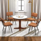 Costway Dining Chairs Set of 2 with PU Leather Cover Filled Sponge Waterfall Seats Brown/Green
