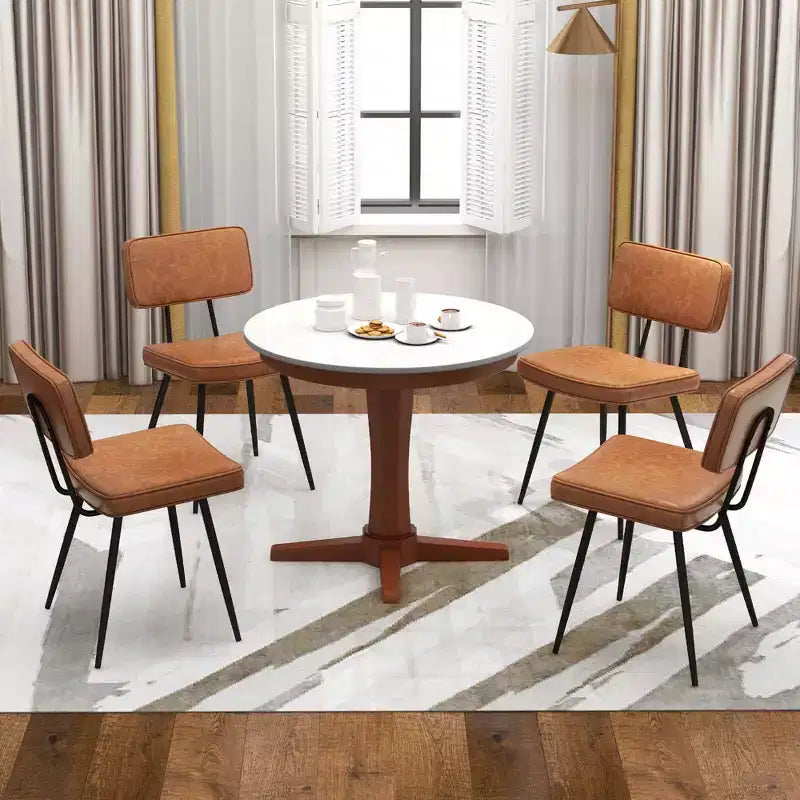 Costway Dining Chairs Set of 2 with PU Leather Cover Filled Sponge Waterfall Seats Brown/Green
