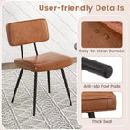 Costway Dining Chairs Set of 2 with PU Leather Cover Filled Sponge Waterfall Seats Brown/Green