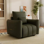 Modern Upholstered Lounge Chair - 38.1 Inch Teddy Fabric, with Pillow