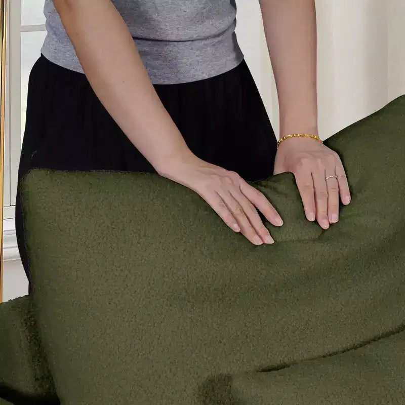 Poltrona lounge moderna imbottita - 96.7 cm in tessuto teddy, con cuscino