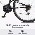 hykolity Mountain Bike, 26 27.5 Wheel, 18 Speed MTB Bicycle with Dual Suspension, Adjustable Saddle for Men Women Outdoor Cycling