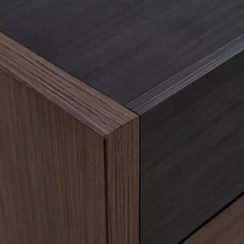 Scarpiera Estensibile e Girevole da 32,5"-58,8" con Cassetto, Mobile Contenitore ad Angolo a 90 Gradi per Ingresso e Soggiorno, Nero+Noce - ModernLuxe
