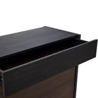 Scarpiera Estensibile e Girevole da 32,5"-58,8" con Cassetto, Mobile Contenitore ad Angolo a 90 Gradi per Ingresso e Soggiorno, Nero+Noce - ModernLuxe