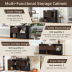 Scarpiera Estensibile e Girevole da 32,5"-58,8" con Cassetto, Mobile Contenitore ad Angolo a 90 Gradi per Ingresso e Soggiorno, Nero+Noce - ModernLuxe