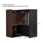 Scarpiera Estensibile e Girevole da 32,5"-58,8" con Cassetto, Mobile Contenitore ad Angolo a 90 Gradi per Ingresso e Soggiorno, Nero+Noce - ModernLuxe