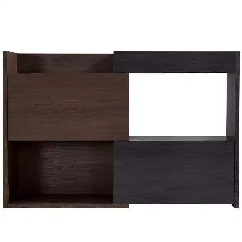 Scarpiera Estensibile e Girevole da 32,5"-58,8" con Cassetto, Mobile Contenitore ad Angolo a 90 Gradi per Ingresso e Soggiorno, Nero+Noce - ModernLuxe