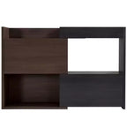 Scarpiera Estensibile e Girevole da 32,5"-58,8" con Cassetto, Mobile Contenitore ad Angolo a 90 Gradi per Ingresso e Soggiorno, Nero+Noce - ModernLuxe