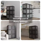 4-Pack Transparent Stackable Storage Bins with 5 Doors to Open with Wheels, Folding Plastic Craft Containers Large Closet Organizers Box for Bedrooms