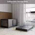 4-Pack Transparent Stackable Storage Bins with 5 Doors to Open with Wheels, Folding Plastic Craft Containers Large Closet Organizers Box for Bedrooms