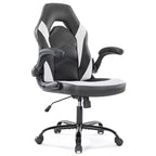 Gaming Chair PU Leather Ergonomic Office Chair Swivel Computer Chair White with Lumbar Support