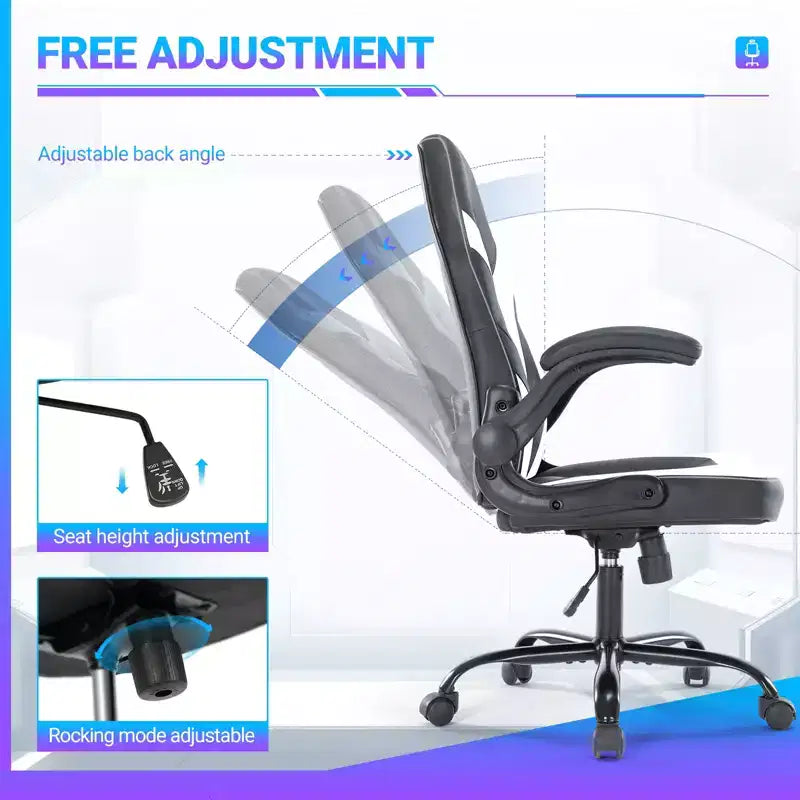 Gaming Chair PU Leather Ergonomic Office Chair Swivel Computer Chair White with Lumbar Support
