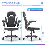 Gaming Chair PU Leather Ergonomic Office Chair Swivel Computer Chair White with Lumbar Support