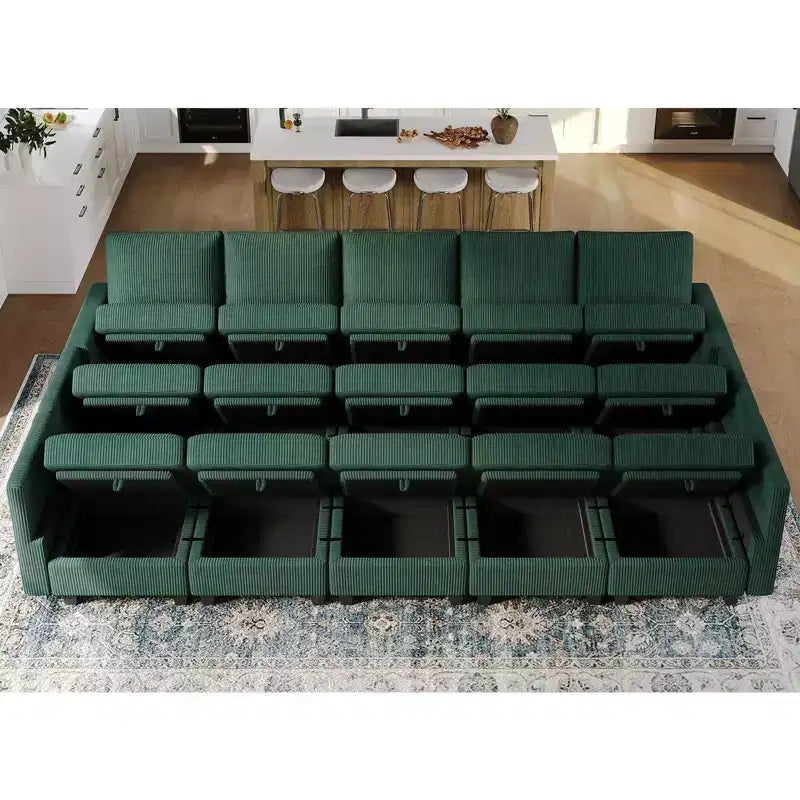 Belffin Large 15 Seat Modular Sectional Sofa with Storage Seat Corduroy Sleeper Sectional Sofa Bed Oversized Convertible Modular Couch for Living Room