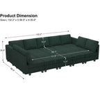 Belffin Large 15 Seat Modular Sectional Sofa with Storage Seat Corduroy Sleeper Sectional Sofa Bed Oversized Convertible Modular Couch for Living Room