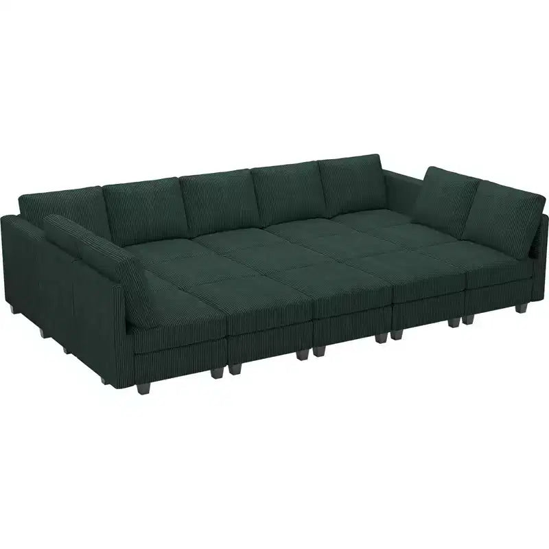 Belffin Large 15 Seat Modular Sectional Sofa with Storage Seat Corduroy Sleeper Sectional Sofa Bed Oversized Convertible Modular Couch for Living Room
