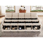 Belffin Large 15 Seat Modular Sectional Sofa with Storage Seat Corduroy Sleeper Sectional Sofa Bed Oversized Convertible Modular Couch for Living Room