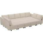 Belffin Large 15 Seat Modular Sectional Sofa with Storage Seat Corduroy Sleeper Sectional Sofa Bed Oversized Convertible Modular Couch for Living Room