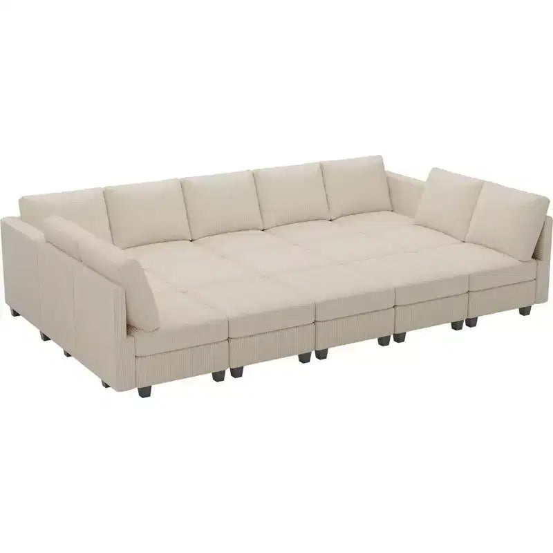 Belffin Large 15 Seat Modular Sectional Sofa with Storage Seat Corduroy Sleeper Sectional Sofa Bed Oversized Convertible Modular Couch for Living Room