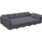 Belffin Large 15 Seat Modular Sectional Sofa with Storage Seat Corduroy Sleeper Sectional Sofa Bed Oversized Convertible Modular Couch for Living Room