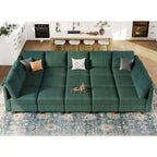 Belffin Large 15 Seat Modular Sectional Sofa with Storage Seat Corduroy Sleeper Sectional Sofa Bed Oversized Convertible Modular Couch for Living Room