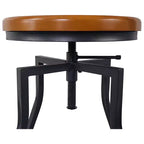 eHemco Industrial Adjustable Swivel Metal Kitchen Counter stool with Wood Veneer Seat, Rustic Brown and Black, Set of 3