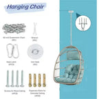 Sedia a dondolo a forma di uovo in rattan da giardino, sedia pensile per camera da letto, soggiorno, balcone