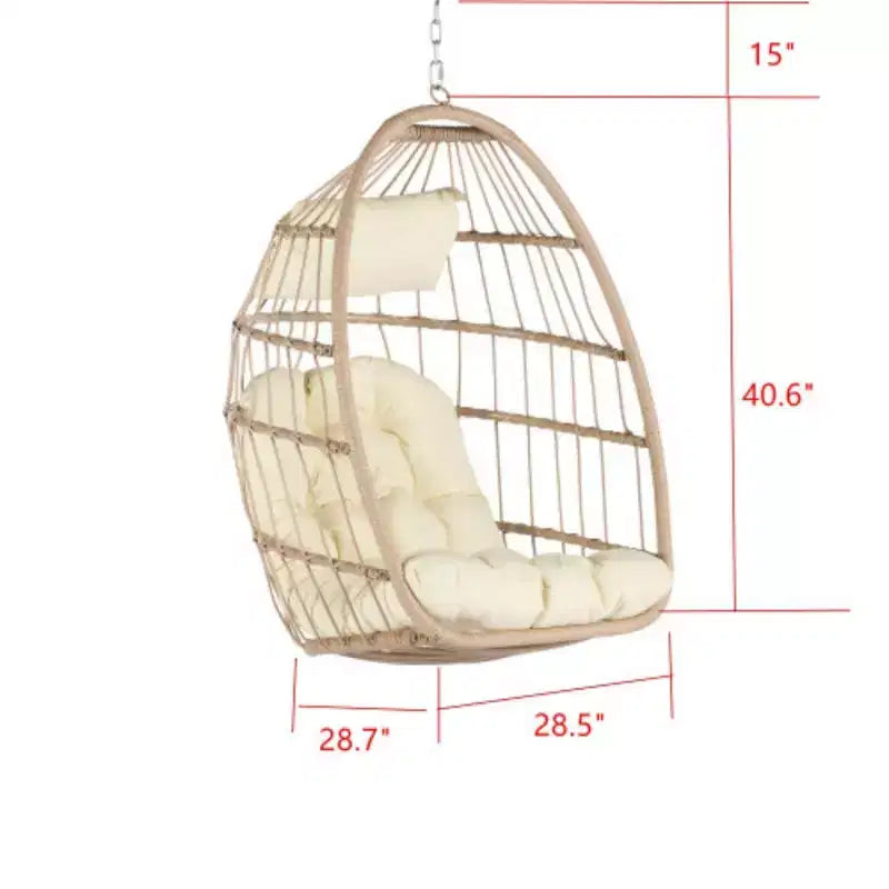 Sedia a dondolo a forma di uovo in rattan da giardino, sedia pensile per camera da letto, soggiorno, balcone