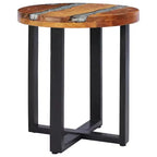 vidaXL Coffee Table with Resin Inlay, Round Center Table for Living Room, Fully Handmade, 15.7'' x17.7'', Solid Reclaimed Wood, Multicolor