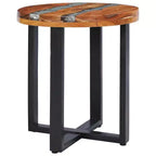vidaXL Coffee Table with Resin Inlay, Round Center Table for Living Room, Fully Handmade, 15.7'' x17.7'', Solid Reclaimed Wood, Multicolor