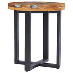 vidaXL Coffee Table with Resin Inlay, Round Center Table for Living Room, Fully Handmade, 15.7'' x17.7'', Solid Reclaimed Wood, Multicolor