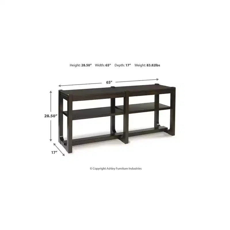 Signature Design by Ashley Breckington Console Table - Modern Sofa Table with Adjustable Shelves, Dark Brown