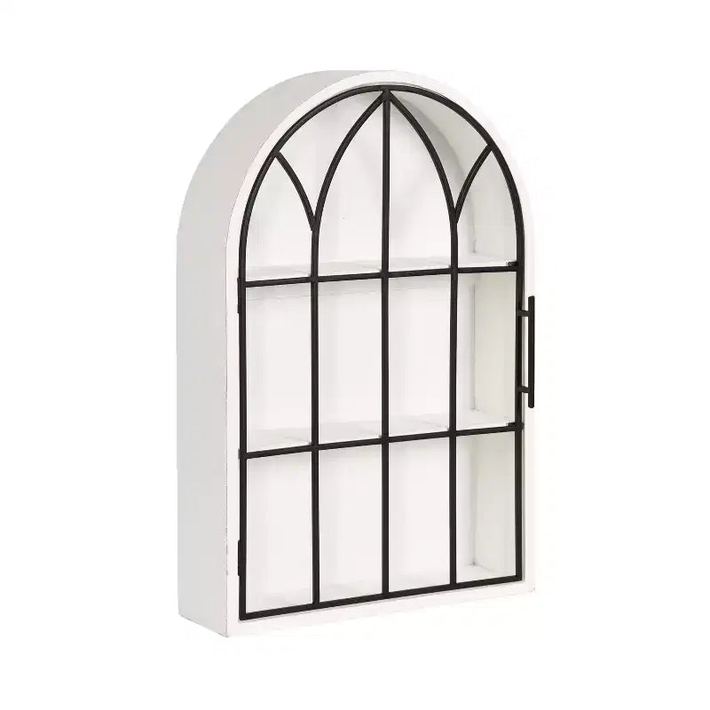 Kate and Laurel Megara Arched Wall Mounted Cabinet, 16x6x24, Black