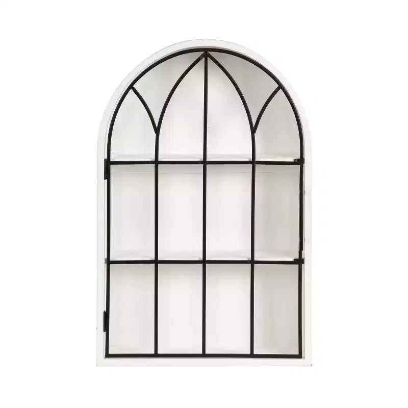 Kate and Laurel Megara Arched Wall Mounted Cabinet, 16x6x24, Black