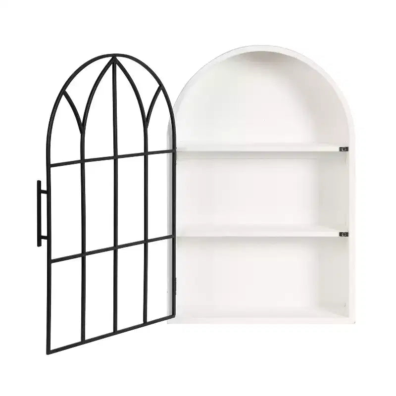 Kate and Laurel Megara Arched Wall Mounted Cabinet, 16x6x24, Black
