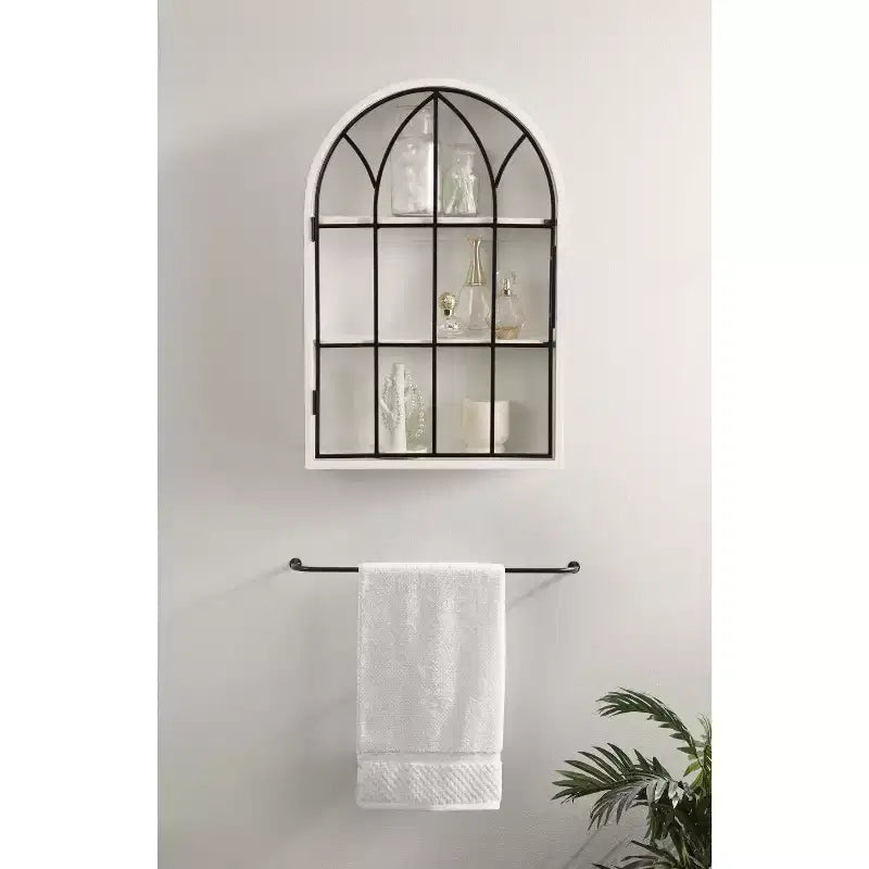 Kate and Laurel Megara Arched Wall Mounted Cabinet, 16x6x24, Black