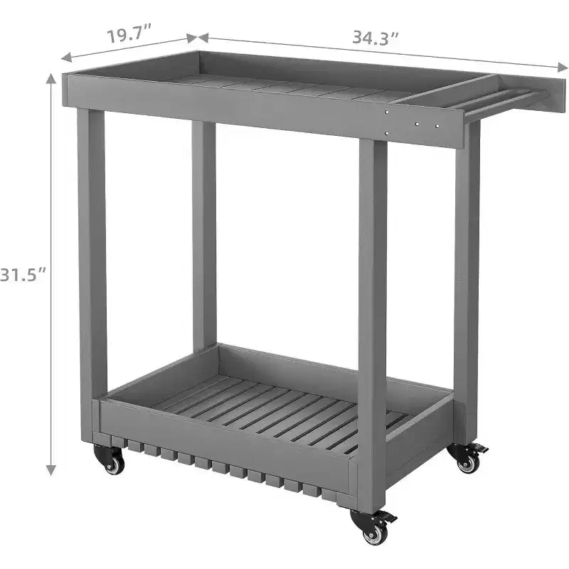 2-Tier Utility Cart with 4 *360Steering Wheels and 2 Brakes, 1000 Lb Rolling Utility Cart, Home/Office/Warehouse/Cafeteria/Cleaning