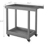 2-Tier Utility Cart with 4 *360Steering Wheels and 2 Brakes, 1000 Lb Rolling Utility Cart, Home/Office/Warehouse/Cafeteria/Cleaning