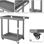 2-Tier Utility Cart with 4 *360Steering Wheels and 2 Brakes, 1000 Lb Rolling Utility Cart, Home/Office/Warehouse/Cafeteria/Cleaning