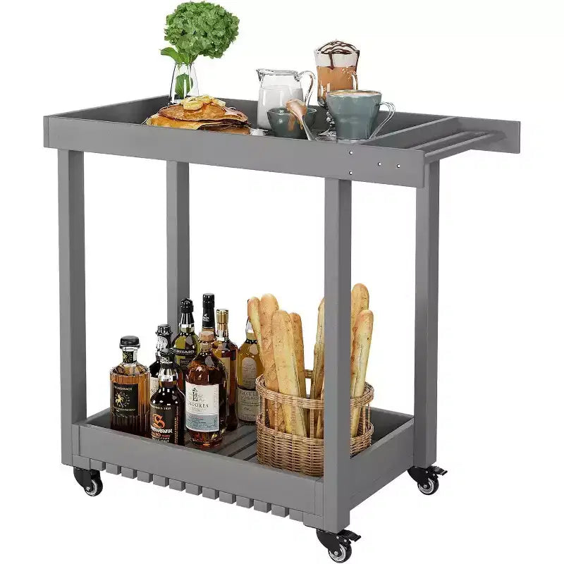 2-Tier Utility Cart with 4 *360Steering Wheels and 2 Brakes, 1000 Lb Rolling Utility Cart, Home/Office/Warehouse/Cafeteria/Cleaning