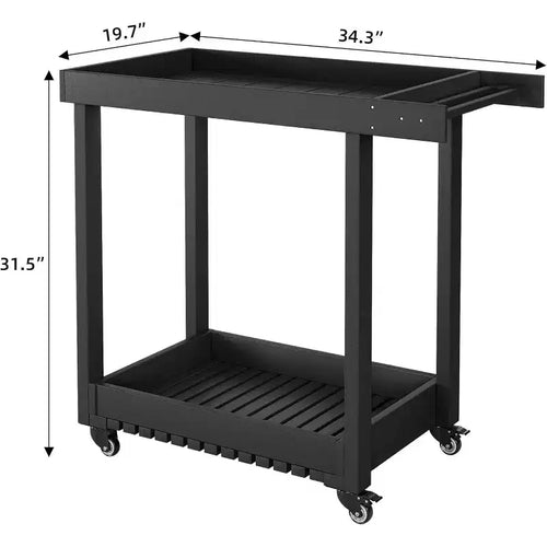 Carrello di Servizio a 2 Ripiani con 4 Ruote Girevoli a 360° e 2 Freni, Carrello Utilità Rotante da 450 kg, Casa/Ufficio/Magazzino/Mensa/Pulizia