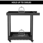 2-Tier Utility Cart with 4 *360Steering Wheels and 2 Brakes, 1000 Lb Rolling Utility Cart, Home/Office/Warehouse/Cafeteria/Cleaning