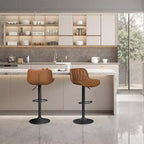 Art Leon Set of 2 Mid-century Modern Faux Leather Swivel and Height Adjustable Barstool