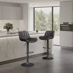 Art Leon Set of 2 Mid-century Modern Faux Leather Swivel and Height Adjustable Barstool