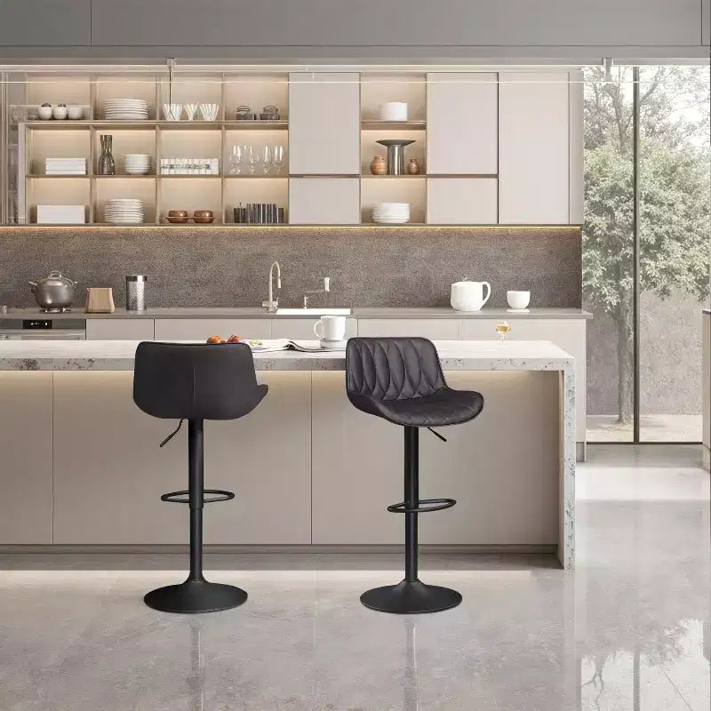 Art Leon Set of 2 Mid-century Modern Faux Leather Swivel and Height Adjustable Barstool