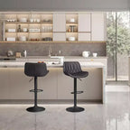 Art Leon Set of 2 Mid-century Modern Faux Leather Swivel and Height Adjustable Barstool