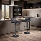 Art Leon Set of 2 Mid-century Modern Faux Leather Swivel and Height Adjustable Barstool